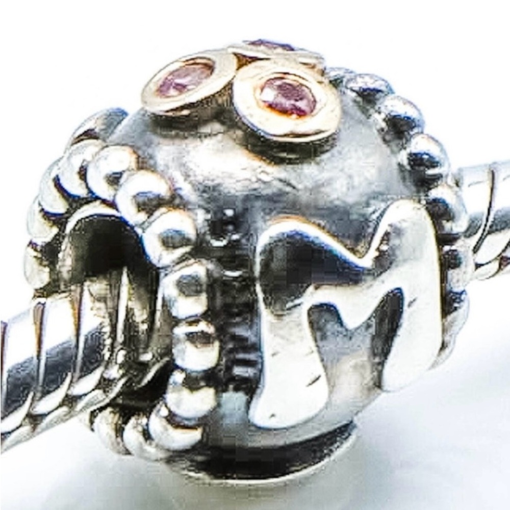 Pandora retired MOM Sterling Silver/14K gold  with two tone pink CZ charm